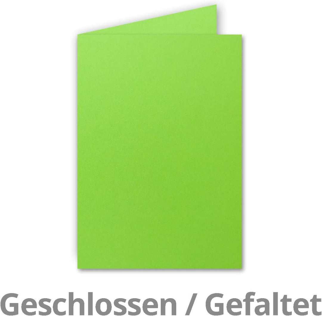 400x Faltkarten SET DIN A6/C6 mit Brief-Umschlägen in Hell-Grün - inklusive Einleger - 14,8 x 10,5 c