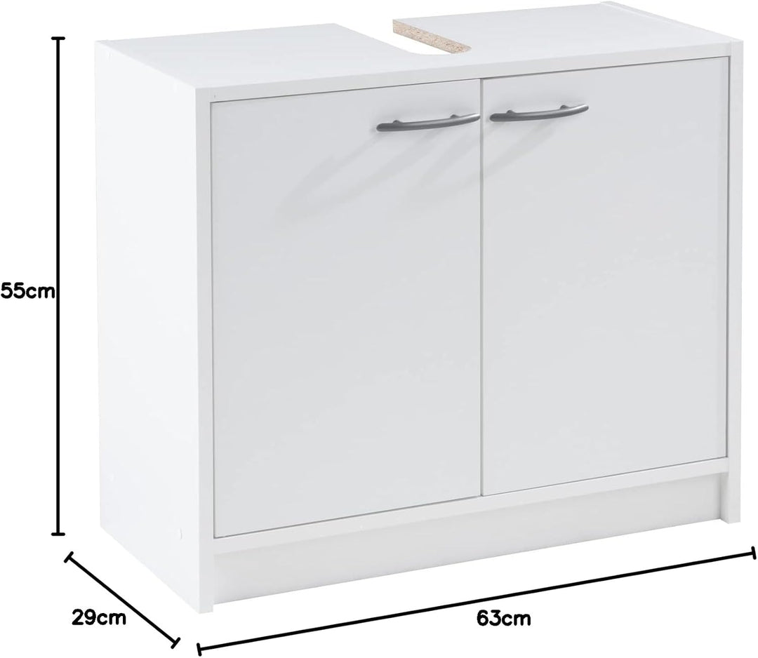 Waschbeckenunterschrank Waschtischunterschrank Badezimmerschrank | Weiss matt | 2 Türen | BxHxT: 63x