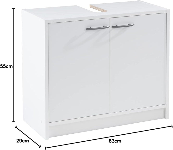 Waschbeckenunterschrank Waschtischunterschrank Badezimmerschrank | Weiss matt | 2 Türen | BxHxT: 63x
