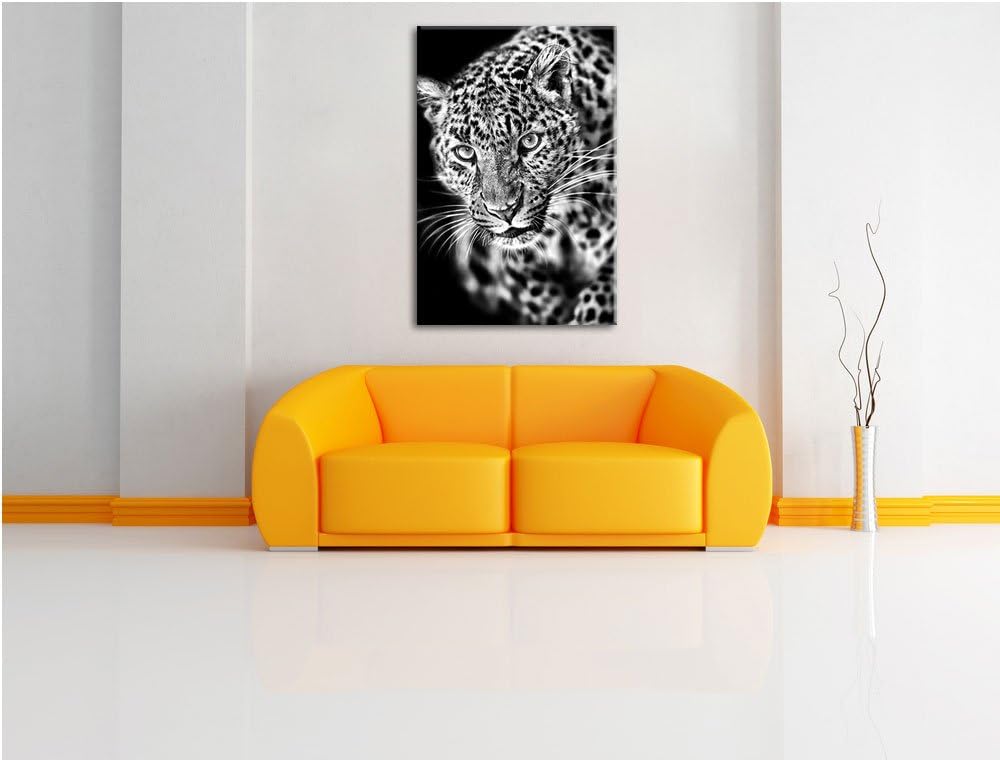 Pixxprint Anmutiger Leopard als Leinwandbild/Grösse: 100x70 / Wandbild/Kunstdruck/fertig bespannt, 1