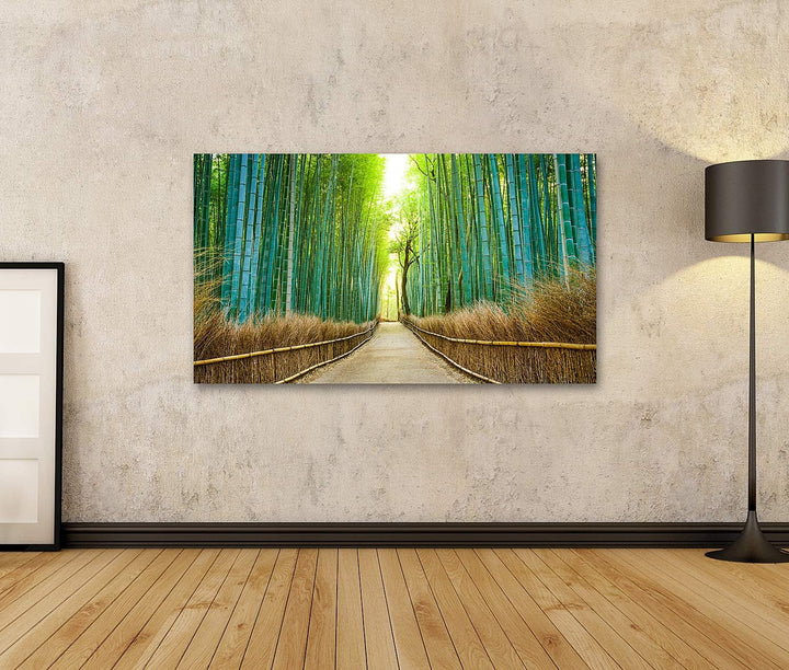 islandburner Bild auf Leinwand Kyoto Japan Bambus Wald Bilder Wandbilder Poster Leinwand 100x57cm, L