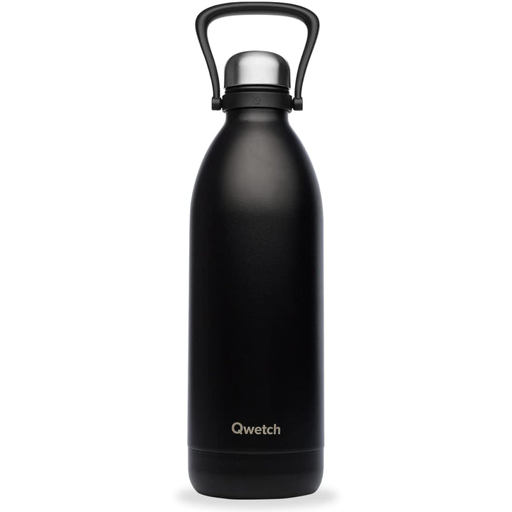 QWETCH - Isothermische Flasche - Titan Matt Schwarz 2L - 48h kalt & 16h heiss - BPA frei, wasserdich