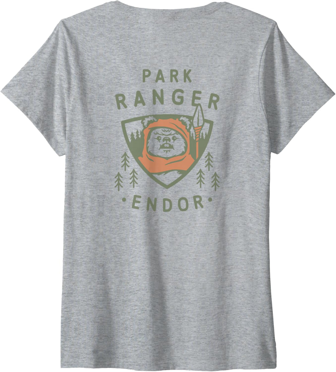 Star Wars Ewok Park Ranger Endor Forest Front & Back T-Shirt mit V-Ausschnitt