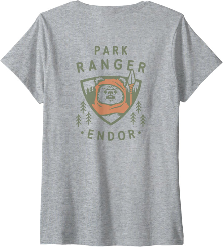 Star Wars Ewok Park Ranger Endor Forest Front & Back T-Shirt mit V-Ausschnitt