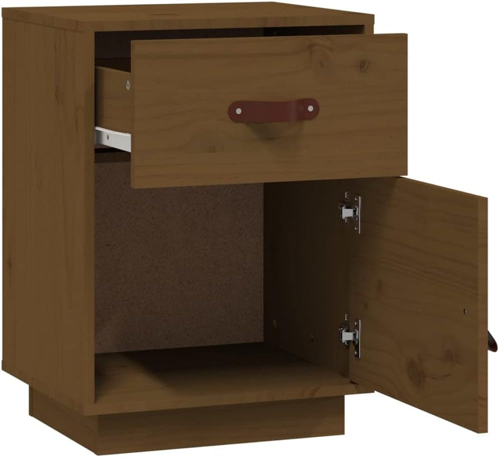 FIRBNUS Bedside Table Nachtkonsole Beistelltisch mit Stauraum Night Stand Nachttisch Honigbraun 40x3