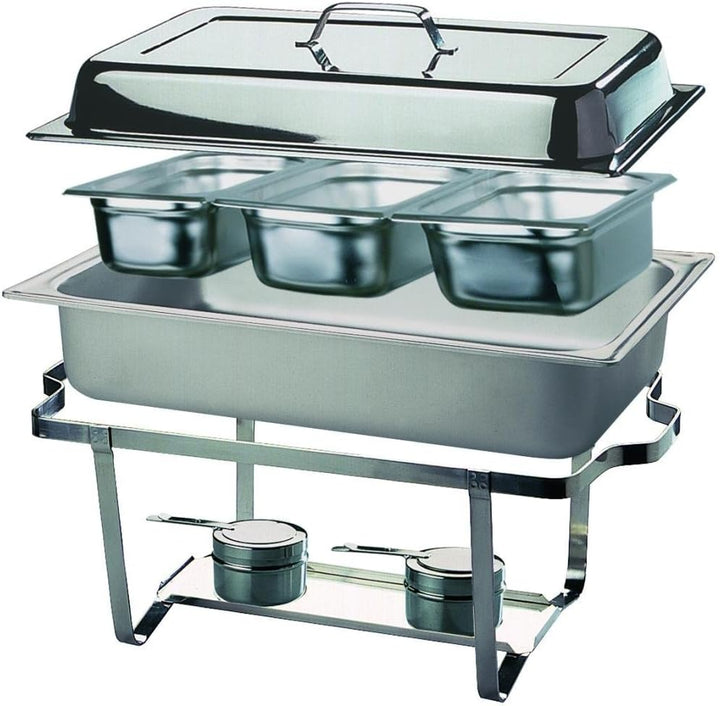 APS 11674 Chafing Dish -TRIO-, 61 x 36cm, H: 29cm Edelstahl, bestehend aus: 1 Gestell mit Deckelhalt