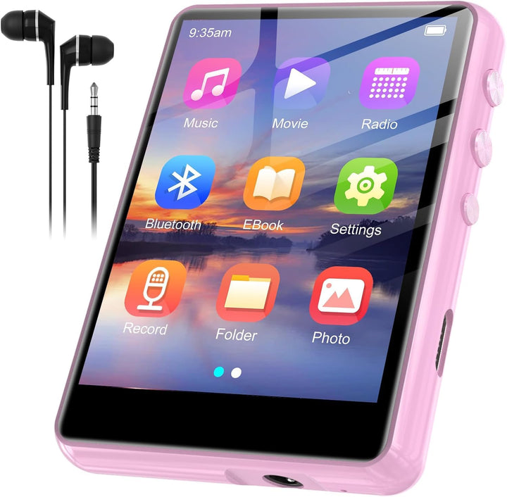 SWOFY 128GB MP3-Player mit Bluetooth 5.3-2,4-Zoll Touchscreen, HiFi-Klang, integrierter Lautsprecher