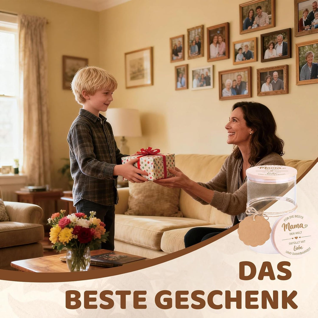 Mama Geschenk, Glasdose mit Holzdeckel 800ml, Mama Geburtstagsgeschenk, Muttertagsgeschenk, Geschenk