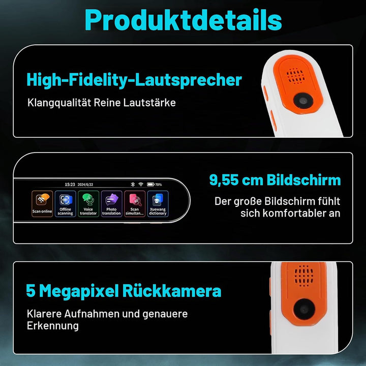 Scan Übersetzer Stift, Online 142 Sprachen Scan Reader Pen Lesestift mit 3,7 Zoll Touchscreen, Echtz