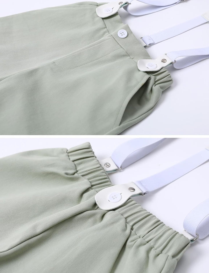 mintgreen Baby Junge Anzüge 2PCS Ostern Outfit Gentleman Hemd Hosen Satz mit Fliege Hosenträger 3-18
