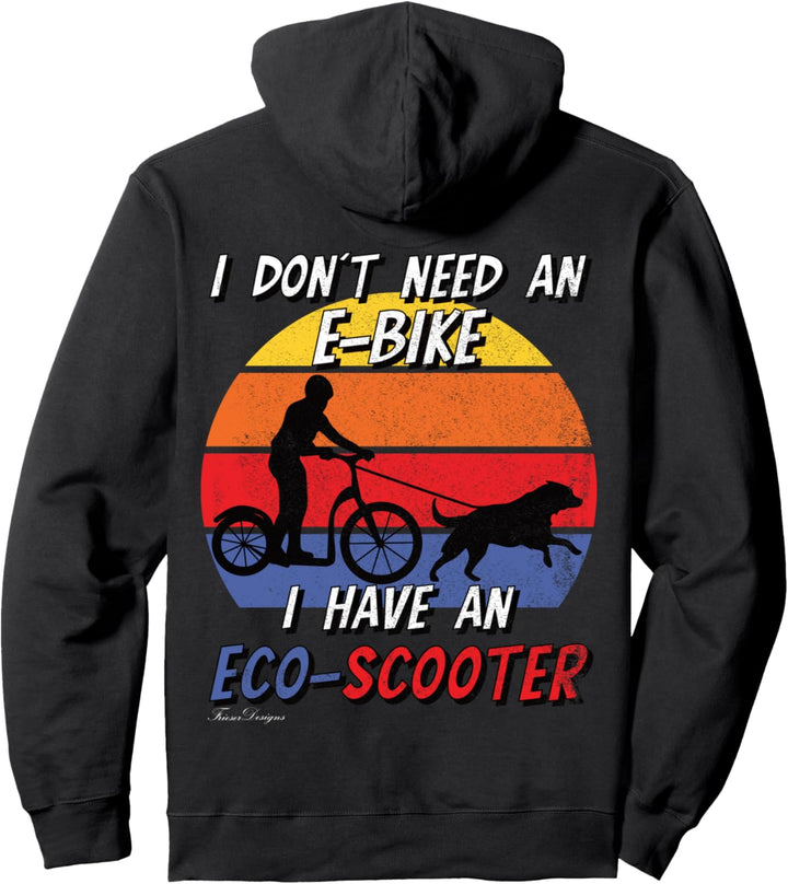Dog-Scooter lustiger Spruch E-Bike Hunde dog-scooting Husky Pullover Hoodie