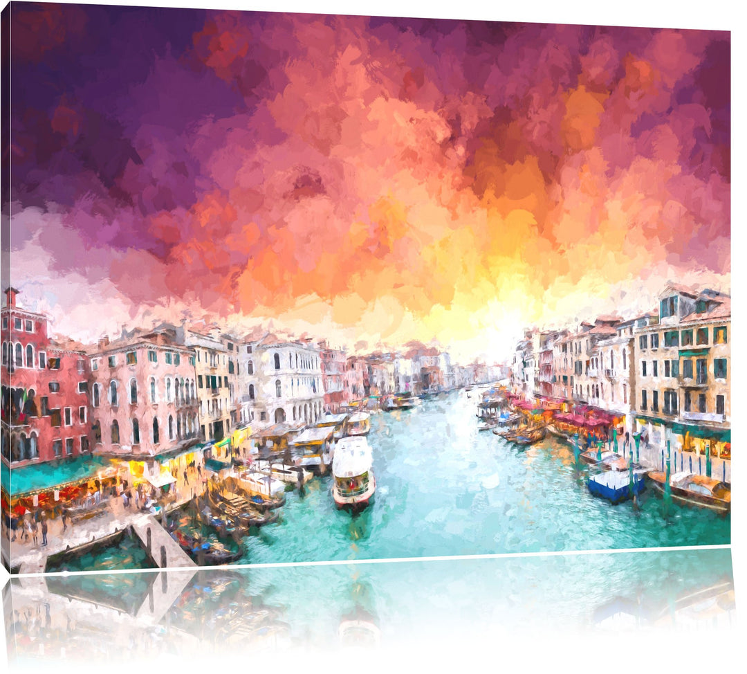 Venedig Malerei Effekt, Format: 100x70 auf Leinwand, XXL riesige Bilder fertig gerahmt mit Keilrahme
