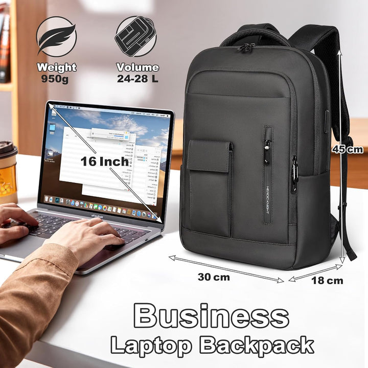 Business Rucksack Herren, Laptop Rucksack Herren für 16 Zoll Notebook | USB-Ladeanschluss, Laptopfac