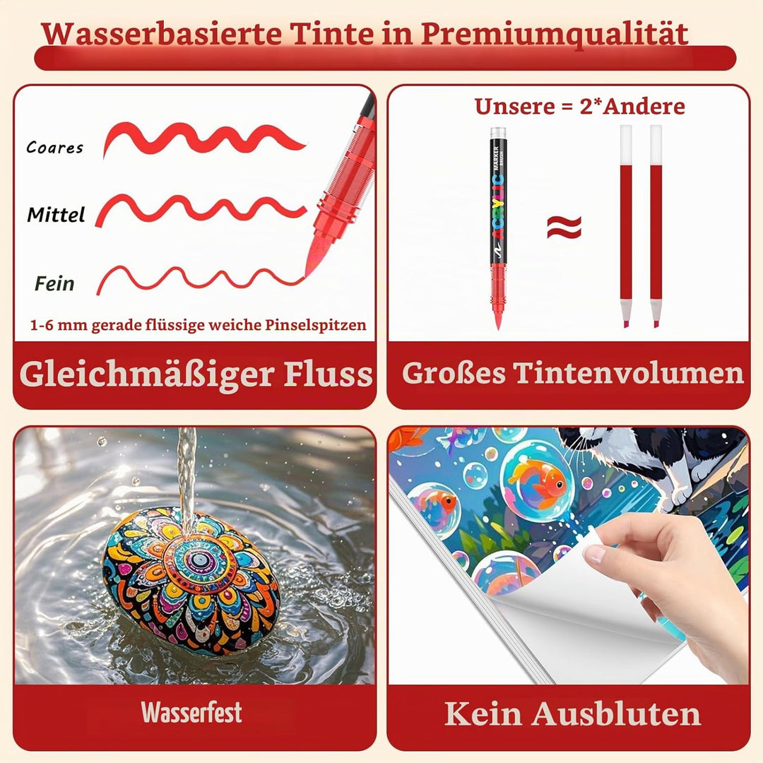 240 Farben Acrylstifte, Acrylic Marker mit flexibler Pinselspitze, Direktflüssigkeit Acrylic Paint M