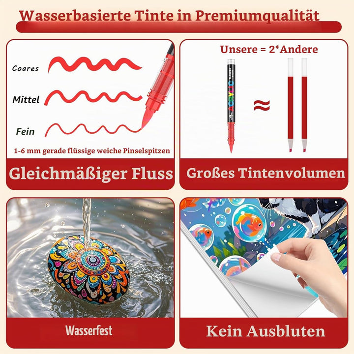 240 Farben Acrylstifte, Acrylic Marker mit flexibler Pinselspitze, Direktflüssigkeit Acrylic Paint M