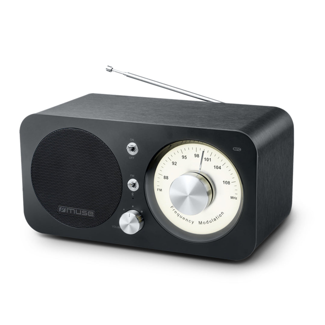 Muse M-095 BT Bluetooth Retro-Radio mit UKW Tuner, NFC und USB-Ladeanschluss (Teleskop-Antenne, AUX)