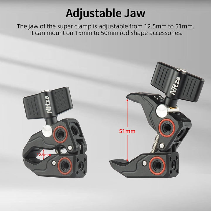Nitze Super Clamp Klammer with 3/8" to 1/4" Thread Adapter, Payload Up to 5 Kg,Crab Shaped Camera Cl