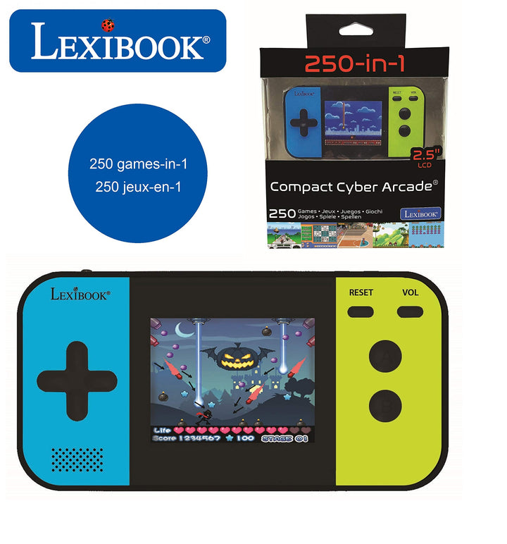 Lexibook JL2377 Compact Cyber Arcade Tragbare Spielkonsole, 250 Gaming, LCD, Batteriebetrieben, Vide