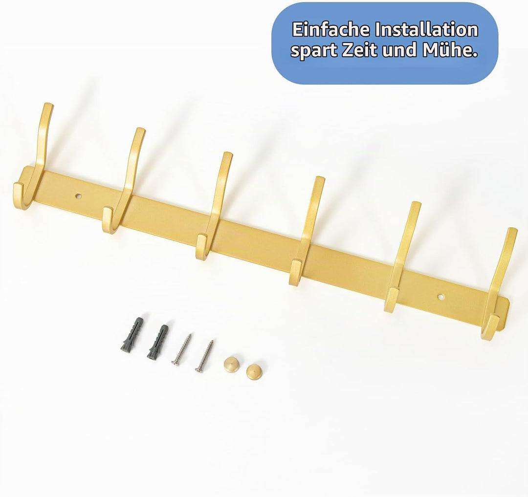 Garderobenhaken Edelstahl, Hakenleiste Kleiderhaken Wand mit 6 Haken, Garderobe Garderobenleiste Wan