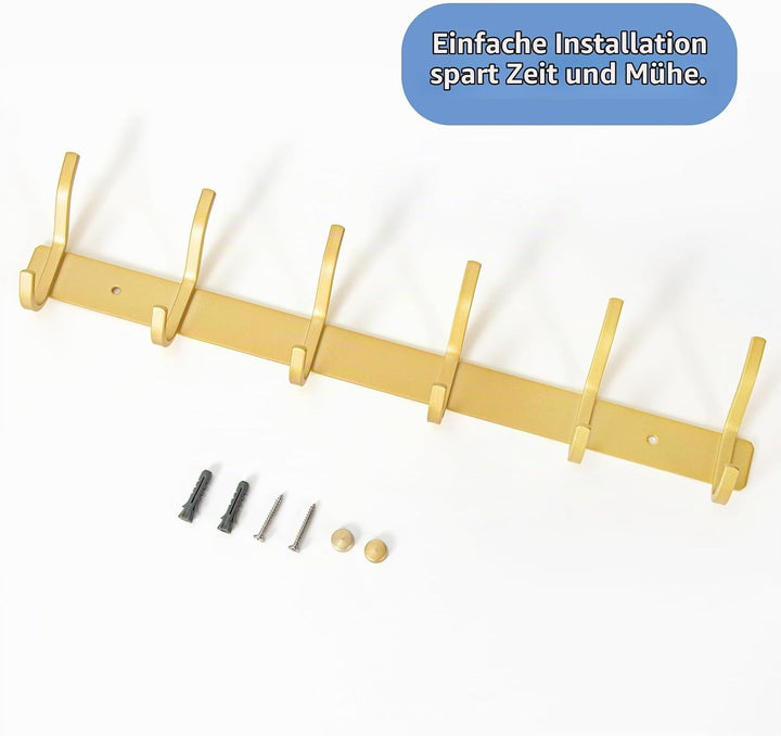 Garderobenhaken Edelstahl, Hakenleiste Kleiderhaken Wand mit 6 Haken, Garderobe Garderobenleiste Wan