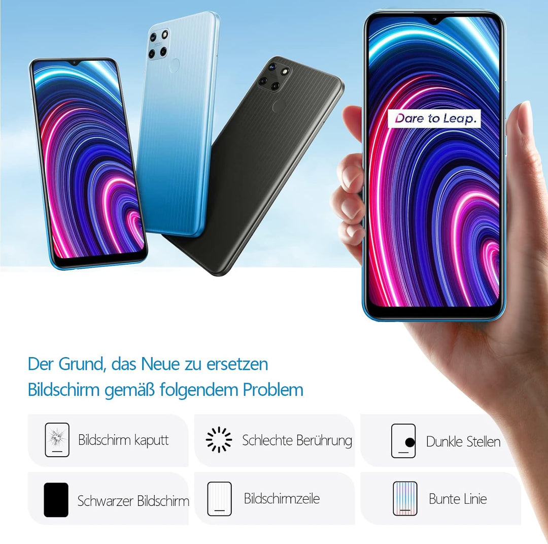 RongZy Display für Realme C25Y RMX3265 LCD Bildschirmersatz Digitizer Touchscreen Montiert Ersatz mi