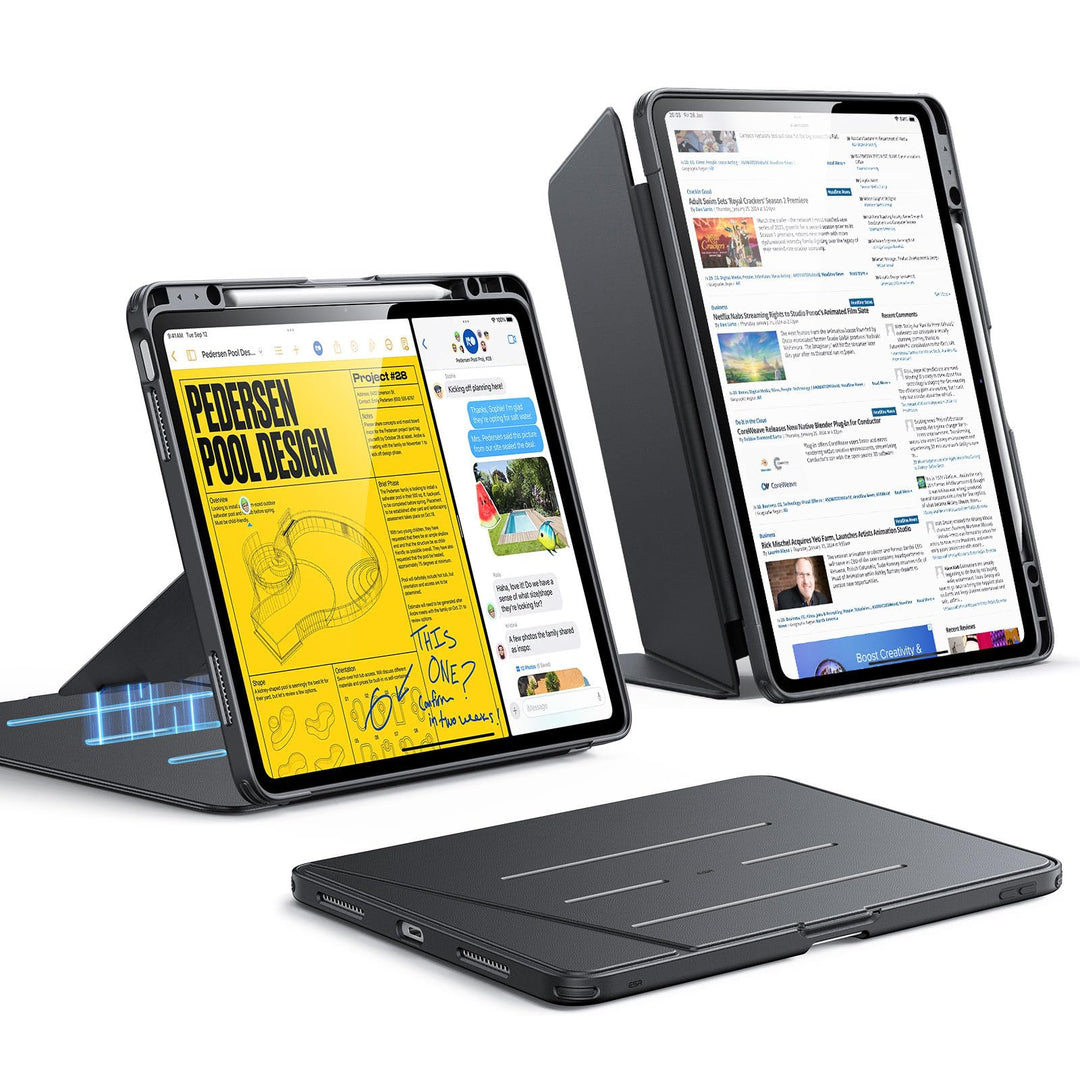 ESR Hülle für iPad Air 13 Zoll (2026/2025/2024) M4/M3/M2, Vertikale Stand, Mehrere Standwinkel, Ultr