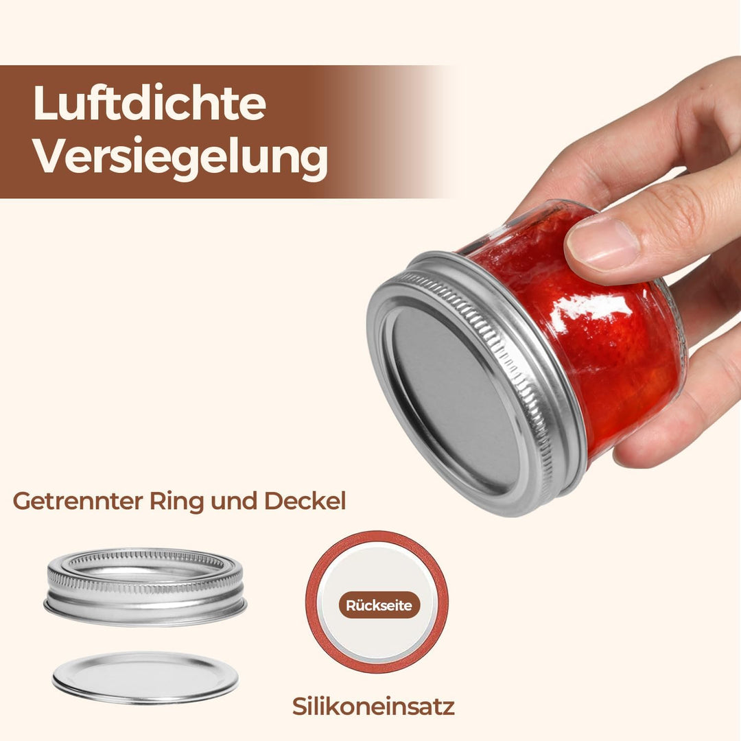 ComSaf 120ml Einmachgläser mit Schraubdeckel und Aufkleber Marmeladengläser 8er, Kleine Einmachgläse