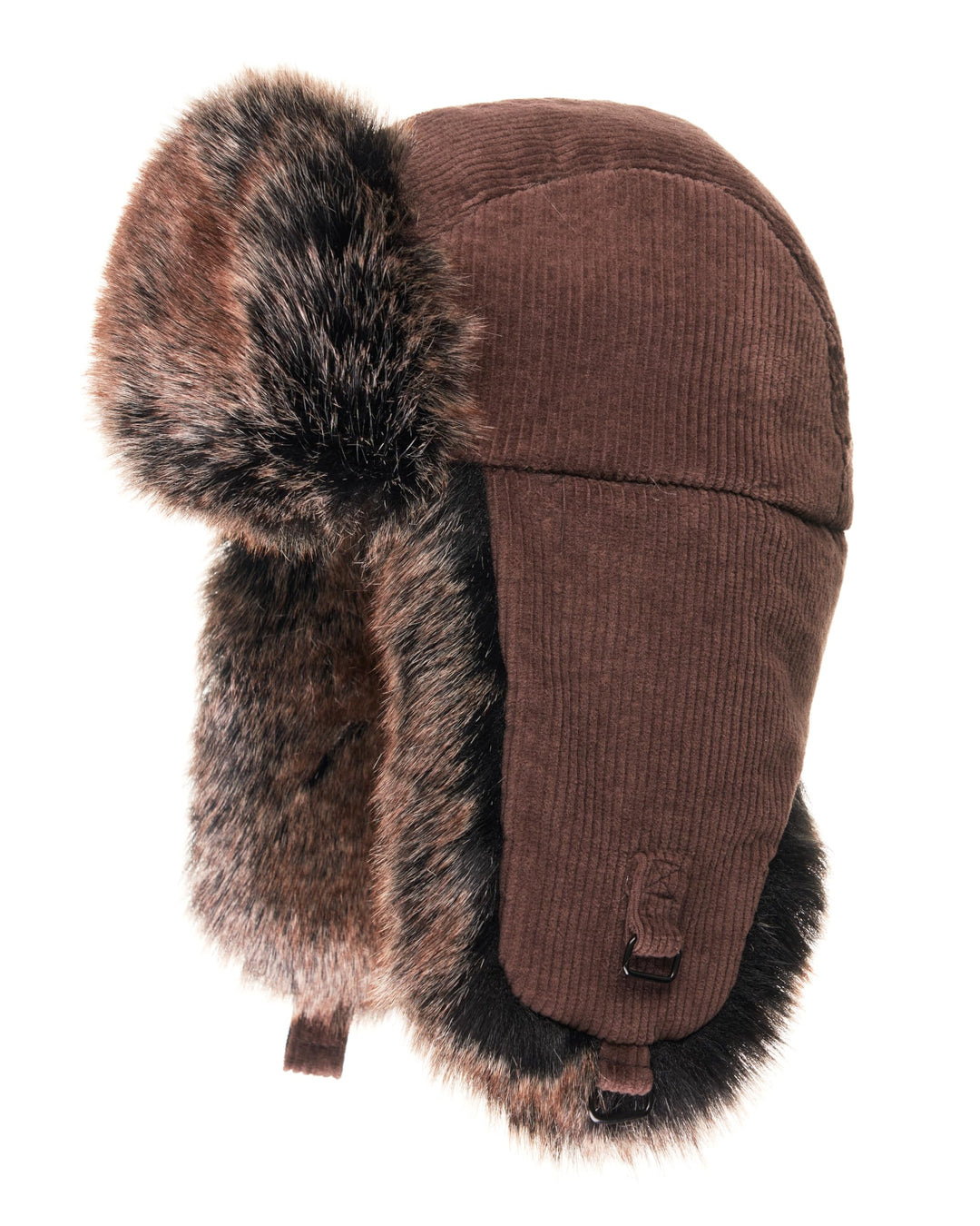 Futrzane Trappermütze aus Cord - Ushanka Herren - Fell Mütze mit Ohrenklappen S Braun - Braun Siberi