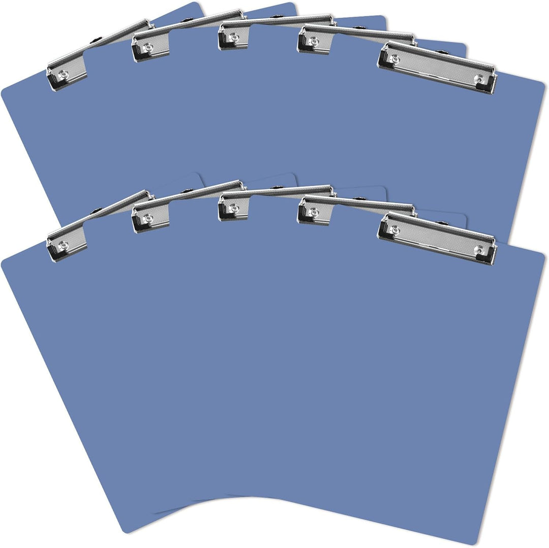 SHUESS 8er Klemmbrett A4 aus Kunststoff, Blau Klemmbretter A4 Schreibbrett mit Gummierter Metallklem