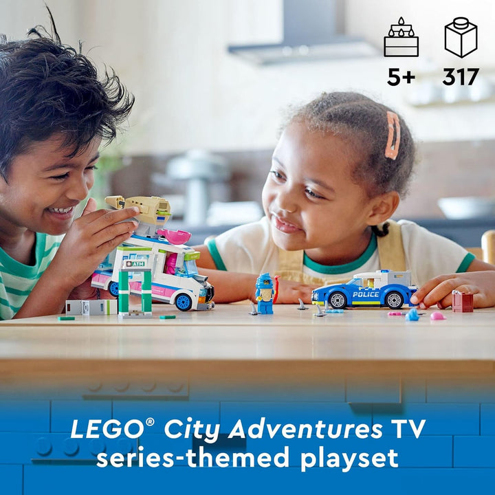LEGO 60314 City Eiswagen-Verfolgungsjagd, Polizeiverfolgung Mit Eiskanone Und Abfangfahrzeug, Polize