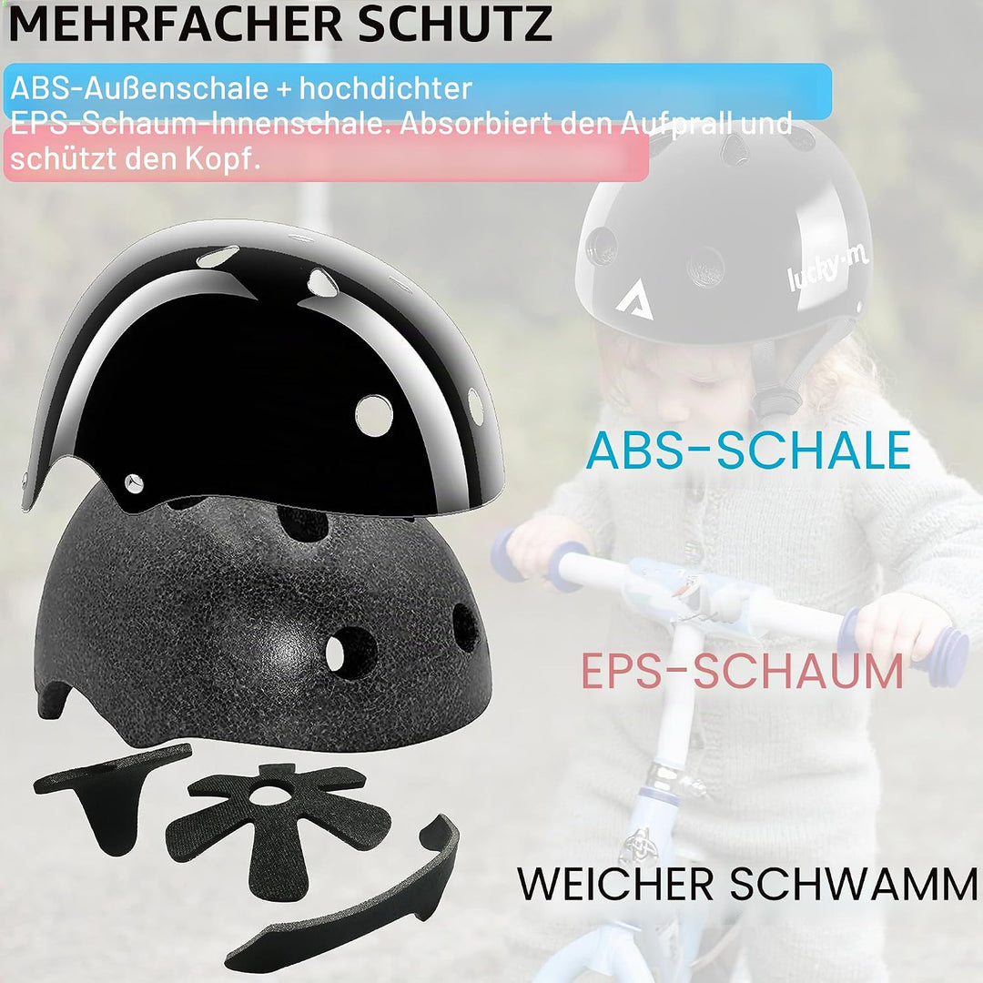 Verstellbarer Kinderhelm mit Knieschützern, Ellbogenschützern und Handgelenkschützern, 7-in-1-Schutz