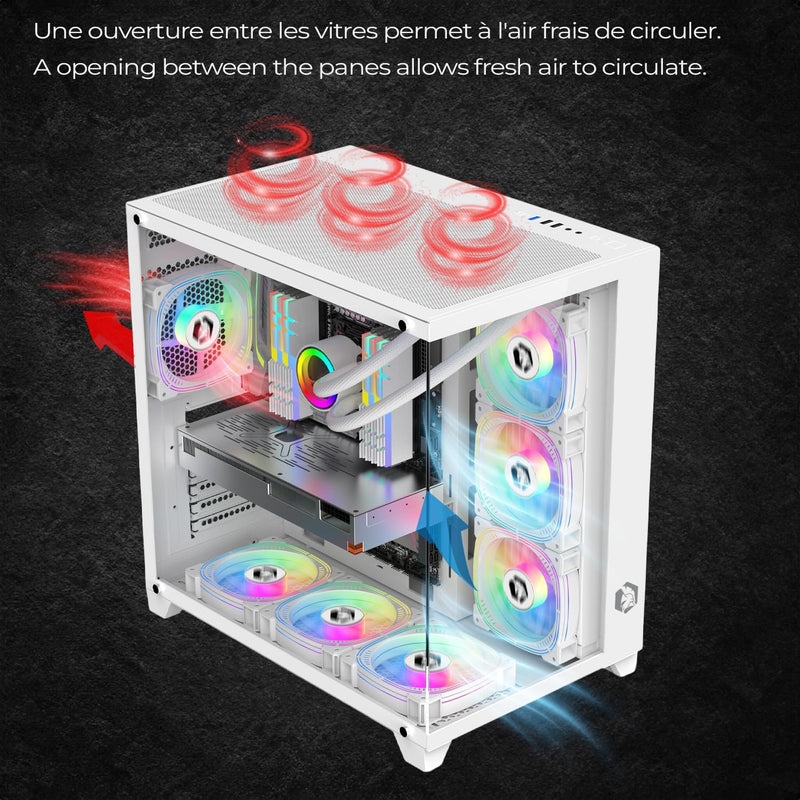 Empire Gaming - (2024 Neu) Gamer PC-Gehäuse CL-242 – ARGB Medium Tower ATX, Micro-ATX und ITX – 7 Lü