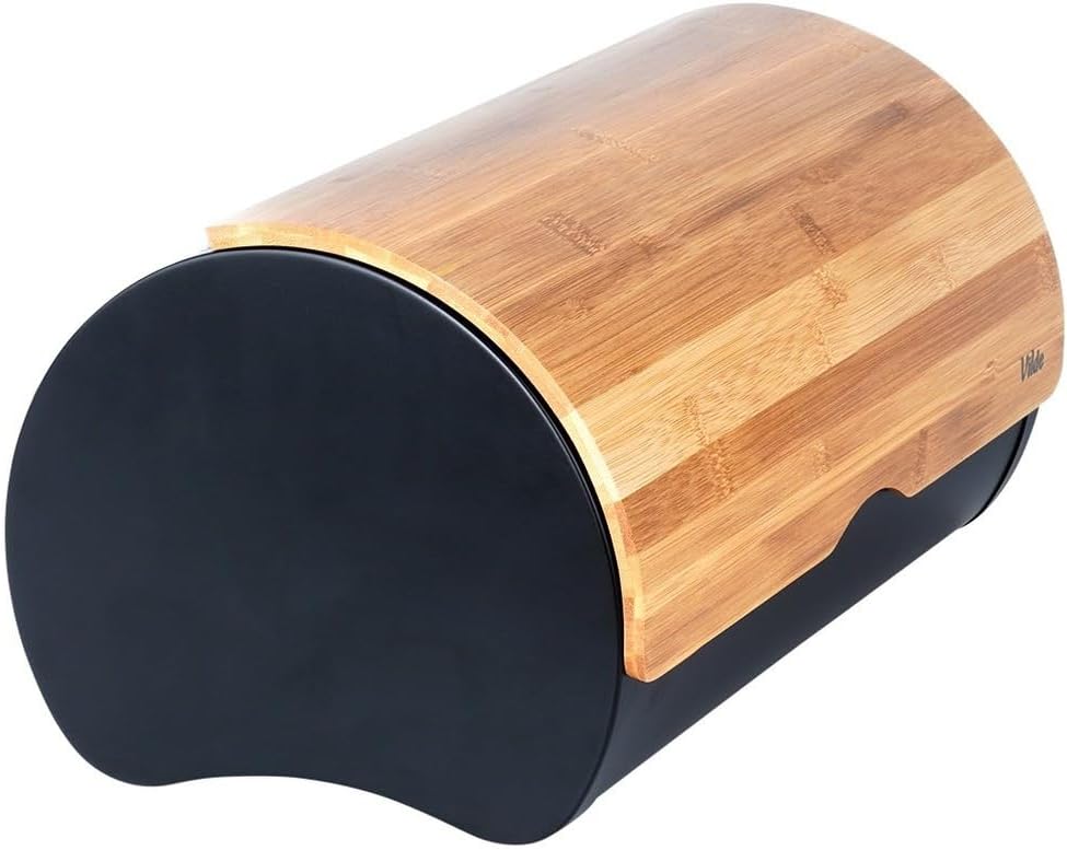 Vilde - Brotkasten metall - Brotbox - Brotbehälter aus Stahl und Holz - Bread box - Brot aufbewahrun