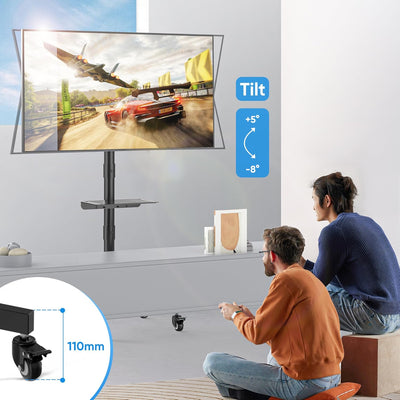 FORGING MOUNT TV Ständer Rollbar für 23-60 Zoll Fernseher, Mobile Fernsehständer mit Rollen Höhenver