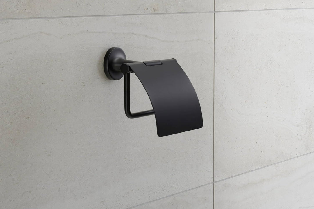 Duravit Papierrollenhalter Starck T, für 1 Rolle, Wandmontage, Schwarz Matt mit Deckel für 1 Rolle S