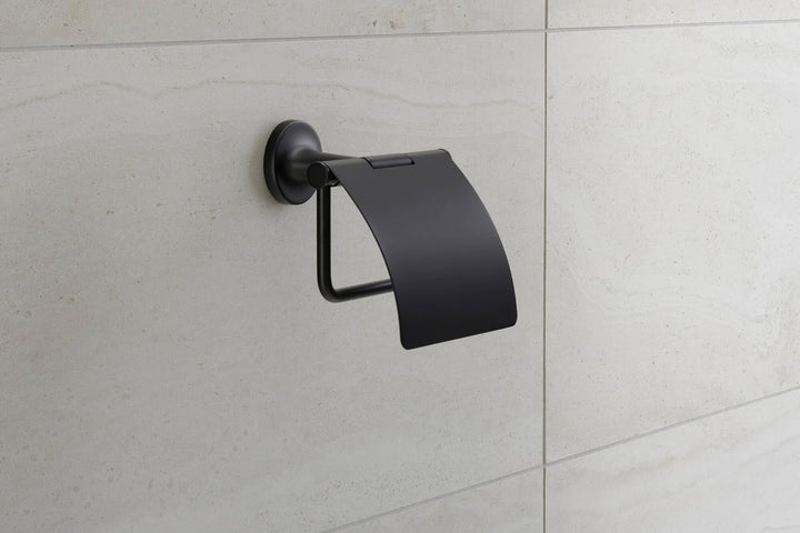 Duravit Papierrollenhalter Starck T, für 1 Rolle, Wandmontage, Schwarz Matt mit Deckel für 1 Rolle S