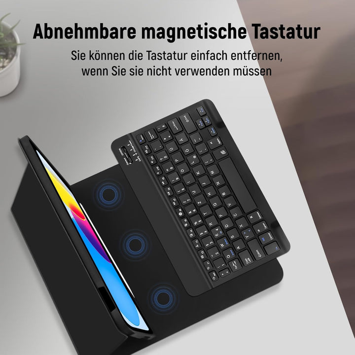 Hülle mit Tastatur für Ipad A16 11 Generation 2025/10 Generation 2022 (10,9/11 Zoll) - QWERTZ Layout