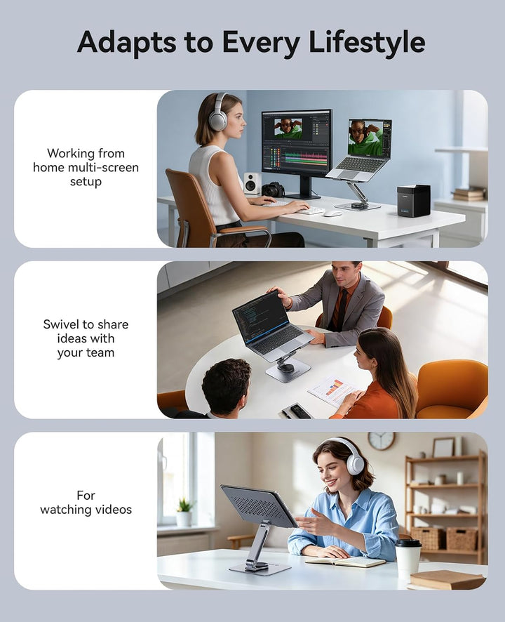 ORICO Laptop Ständer Höhenverstellbar mit 360° Drehsockel, Faltbarer Ergonomischer Notebook Ständer
