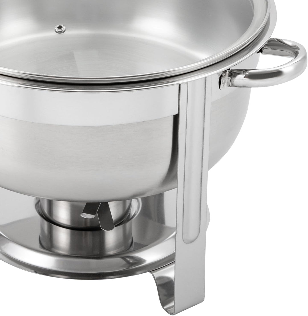 8,5L Chafing Dish Edelstahl Speisewärmer mit Glasdeckel, Verbrühungssicherer Griff, Buffetwärmer für