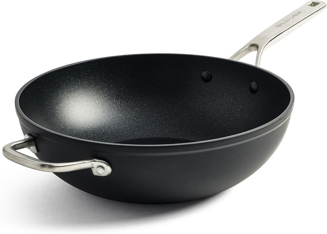 KitchenAid Forged Hardened Wok (30cm/5L), hart anodisiert, PFAS-freie keramische Antihaftbeschichtun