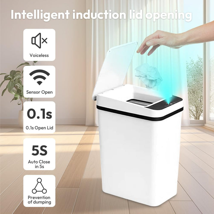 Mülleimer Bad 12L Sensor Kosmetikeimer - Mülleimer mit Sensor Technologie, Touchless & Wasserdicht -