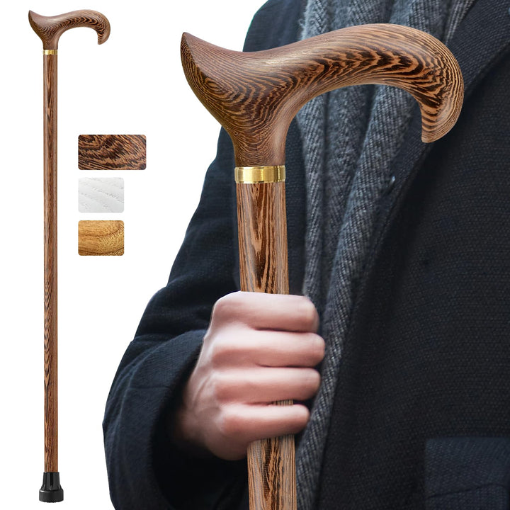 Handgefertigter Gehstock Holz Damen und Herren, mit 226 kg Belastbarkeit Gehstöcke Für Senioren,Ergo