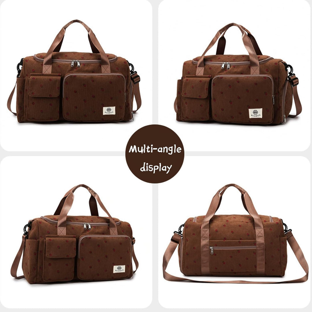 Reisetasche Damen, Sporttasche Damen mit Schuhfach, Nassfach and Kleine Geldbörse, Cord Schwimmtasch