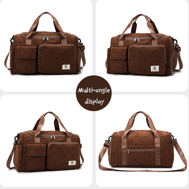 Reisetasche Damen, Sporttasche Damen mit Schuhfach, Nassfach and Kleine Geldbörse, Cord Schwimmtasch