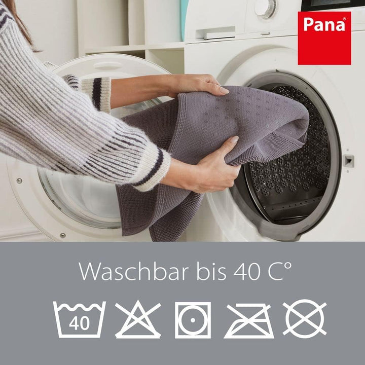 PANA Baumwoll Badematte rutschfest • Duschvorleger und Badvorleger • 100% Baumwolle Badteppich wasch