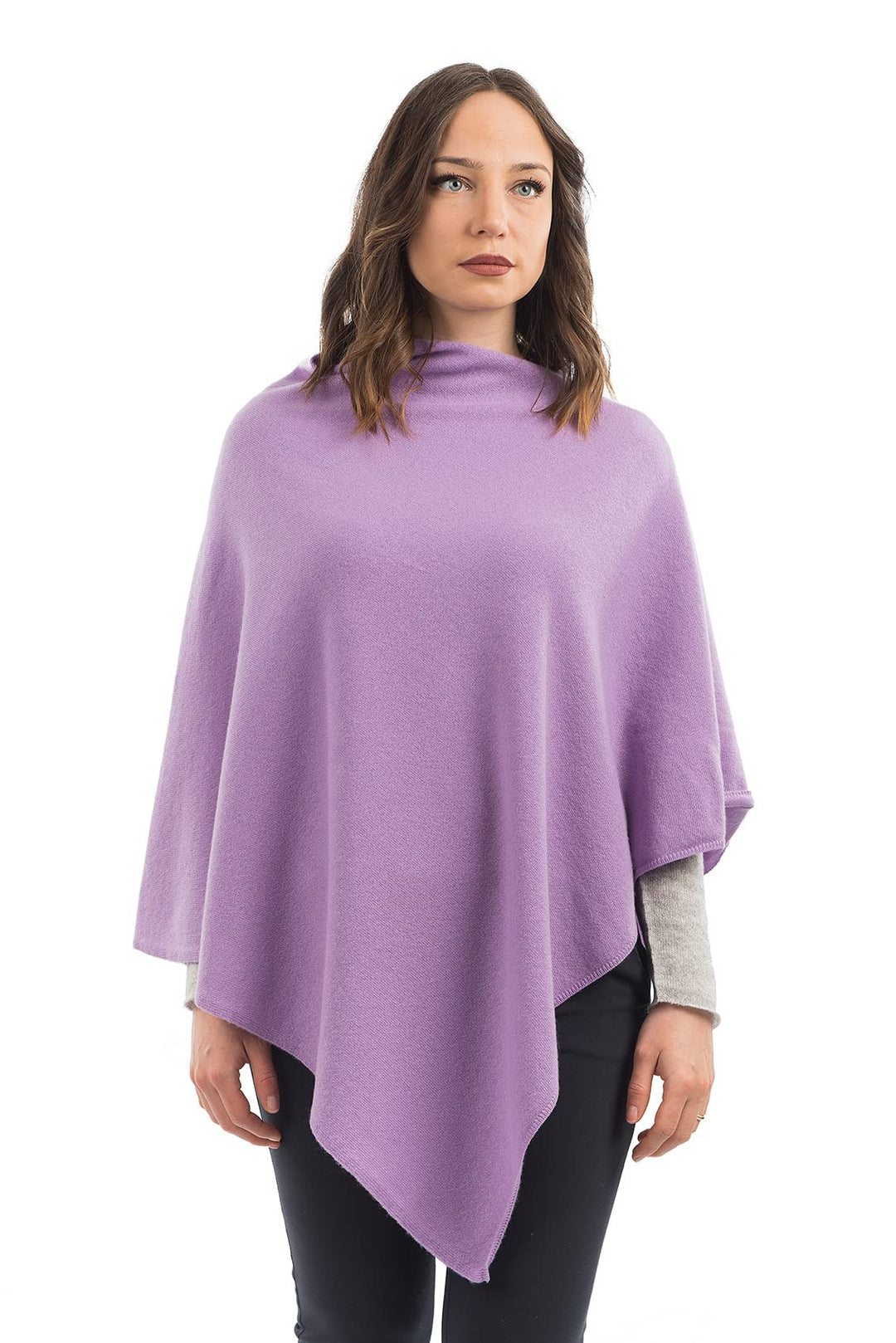 Dalle Piane Cashmere - Poncho aus Kaschmir-Gemisch - Made in Italy - Damen Einheitsgrösse Flieder, E