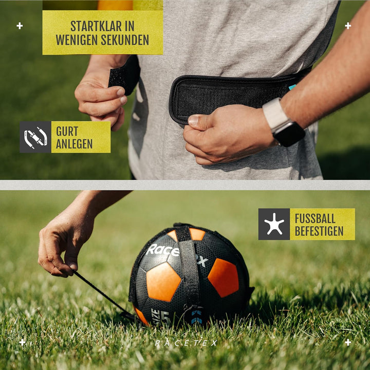 Racetex Fussballtrainer mit Schnur [EINSTELLBARE LÄNGE] - Das perfekte Trainingsgerät für Fussballer