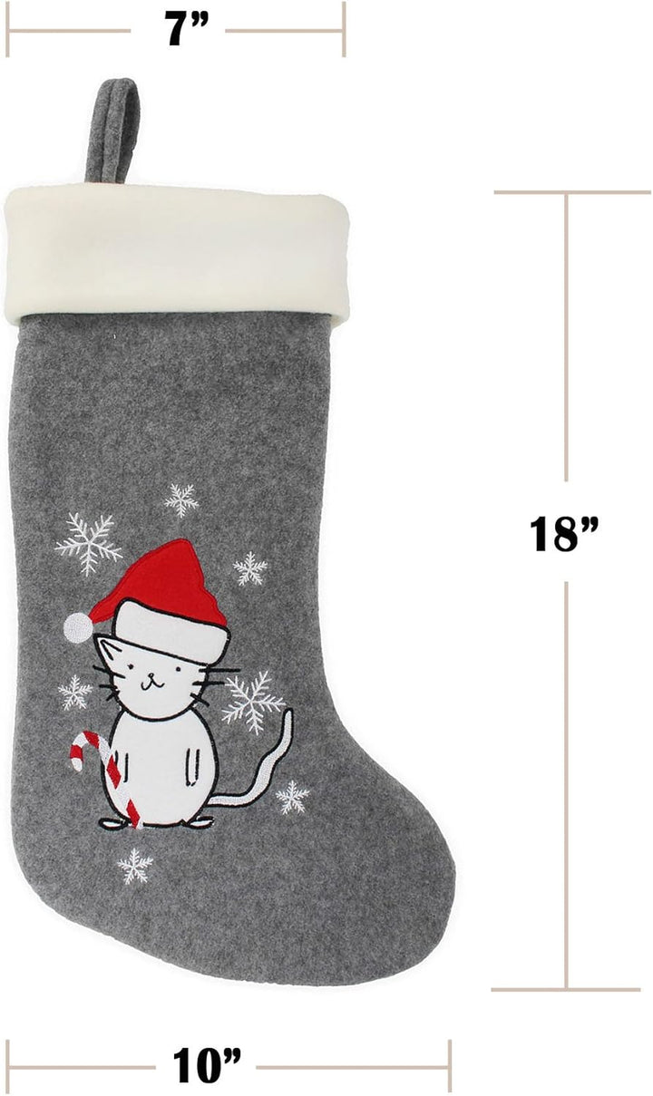 BambooMN 1 Set 45,7 cm Klassische, handbestickte Pailletten-Weihnachtsstrümpfe, niedliches Tiermotiv