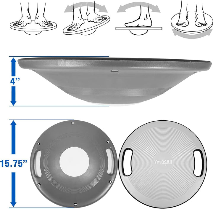 Yes4All Balance Board inkl, Wackelboard Sport mit Griff und Rutschfester Oberfläche; Wackelbrett Bal