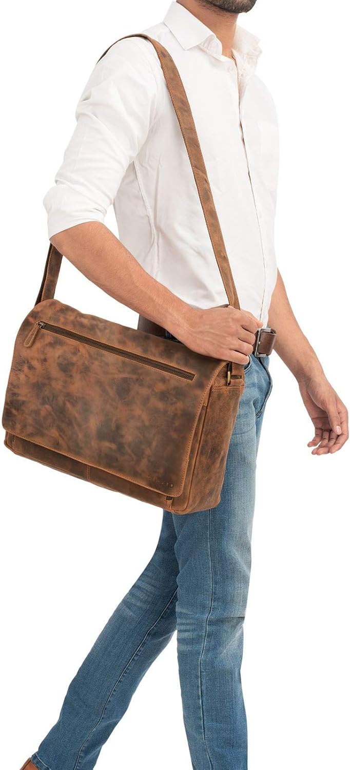 STILORD 'Jan' 15,6 Zoll Laptoptasche Leder Herren Damen Umhängetasche Unitasche Aktentasche Freizeit